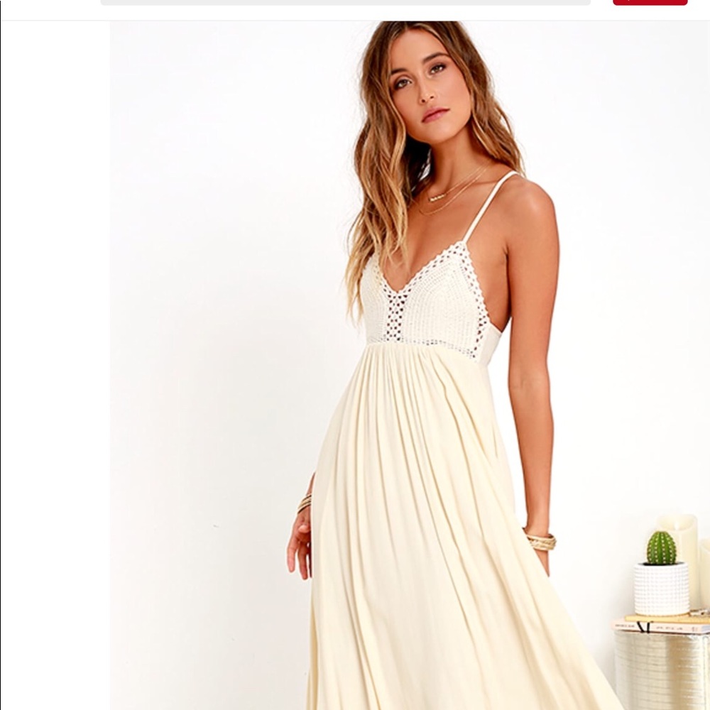 Hippie chic cream maxi dress!